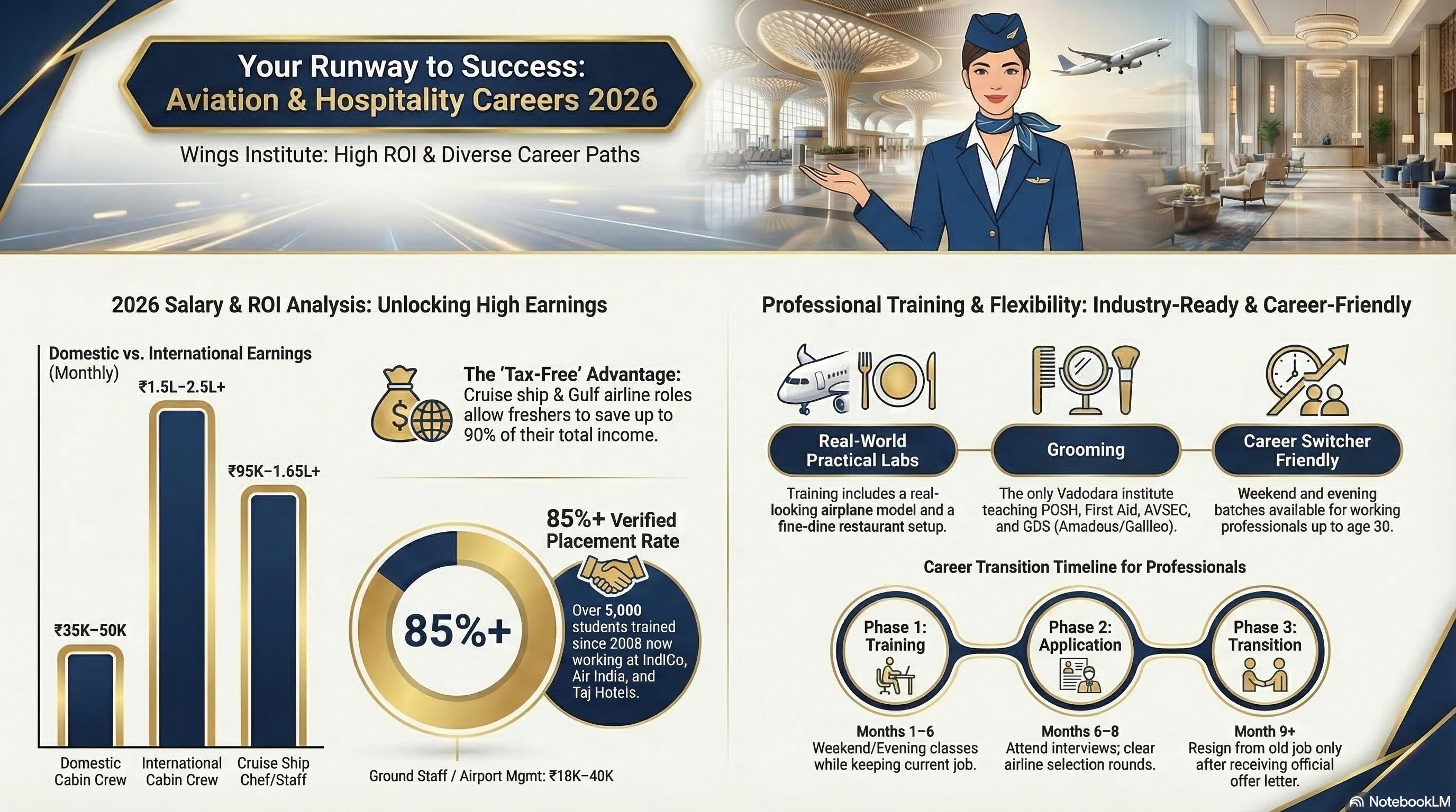 Aviation Courses for Working Professionals 2026: Weekend, Online & Part-Time Options - Wings Institute Ground Staff guide